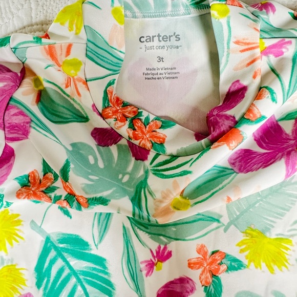 Carter’s Toddler Girl Long-Sleeve Rashguard Set Multicolor Swimsuit Size 3T - Picture 4 of 6